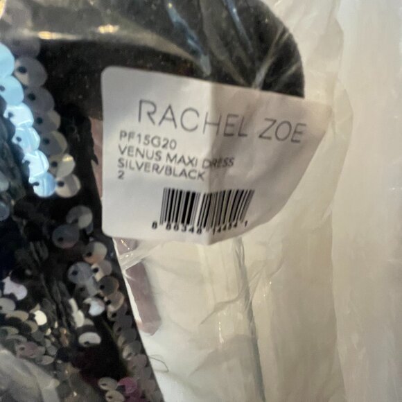 Rachel Zoe Venus Black and Silver Sequins Maxi Dress Sz 2 NWT - Picture 12 of 12